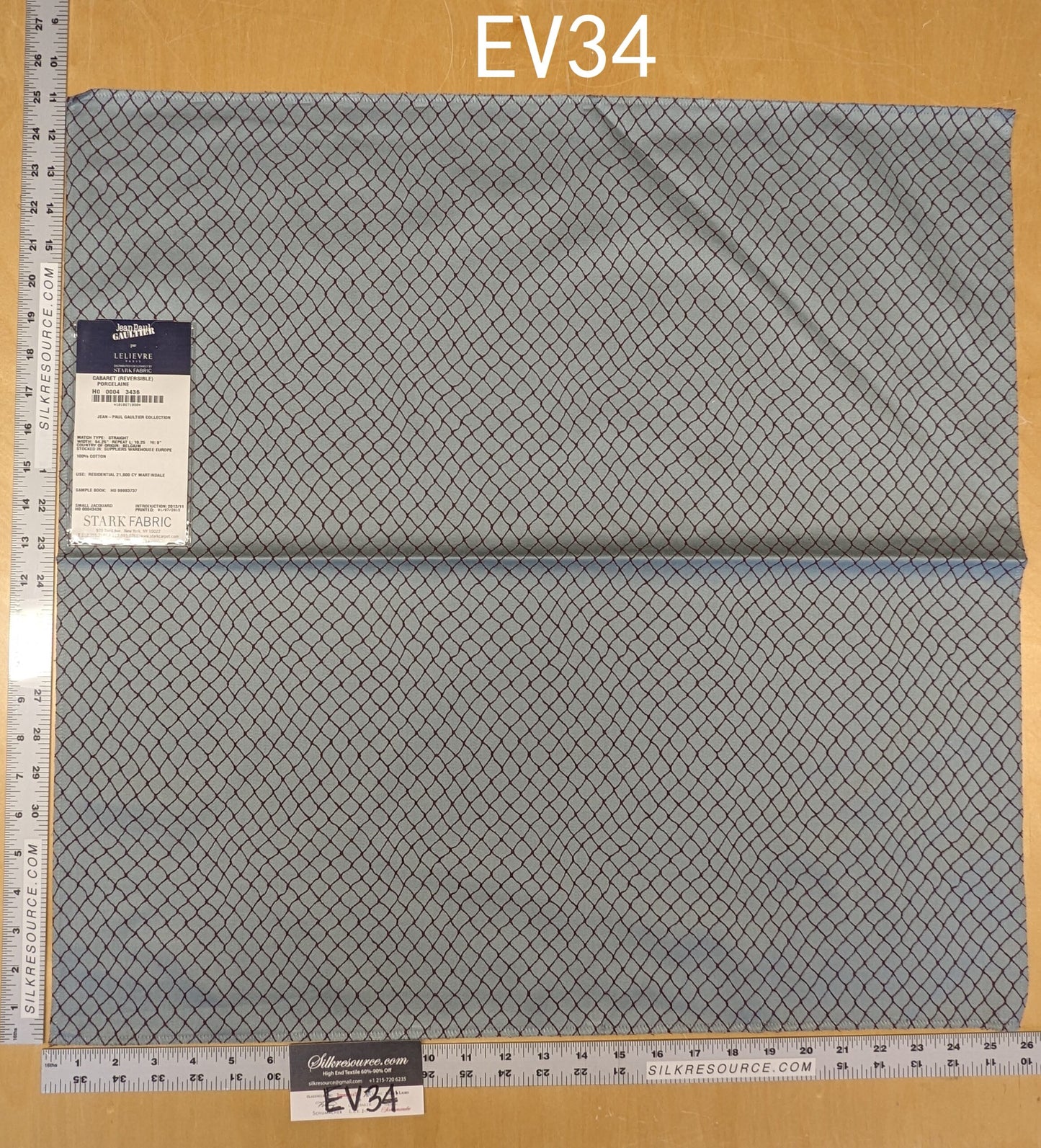 1 EV34 Special Square Jean Paul Gaultier Cabaret Porcelaine Reversible Small Jacquard Diamond Gray Brown Cotton MSRP USD300+/y