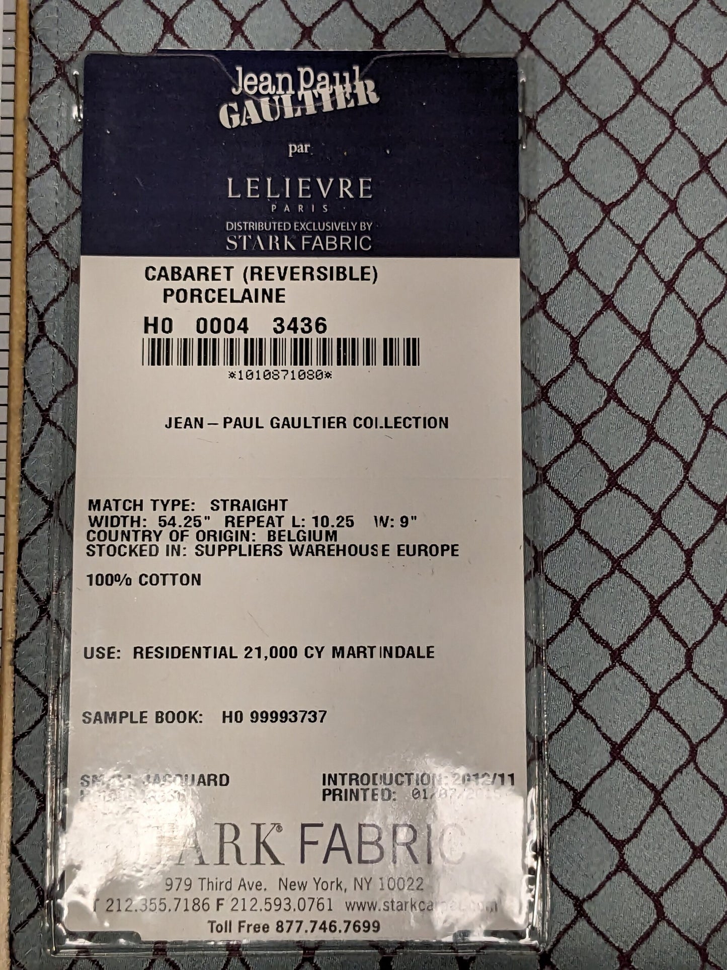 1 EV34 Special Square Jean Paul Gaultier Cabaret Porcelaine Reversible Small Jacquard Diamond Gray Brown Cotton MSRP USD300+/y