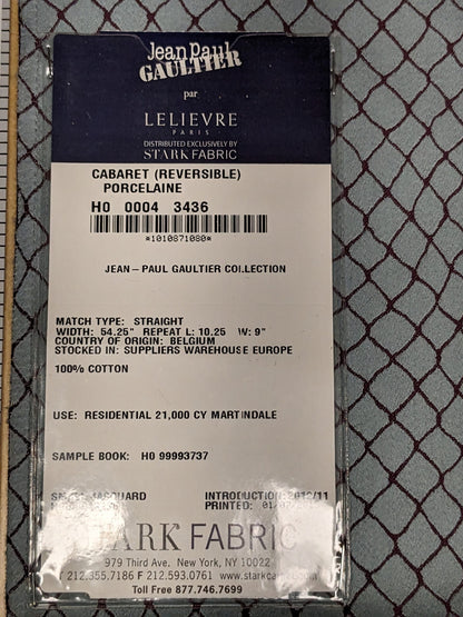 1 EV34 Special Square Jean Paul Gaultier Cabaret Porcelaine Reversible Small Jacquard Diamond Gray Brown Cotton MSRP USD300+/y