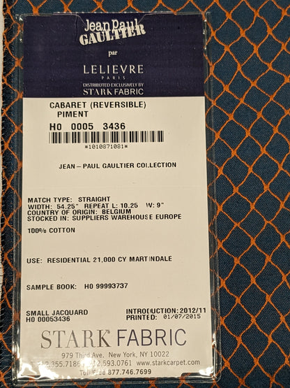 2 EV34 Special Square Jean Paul Gaultier Cabaret Piment Reversible Small Jacquard Diamond Orange Blue Cotton MSRP USD300+/y