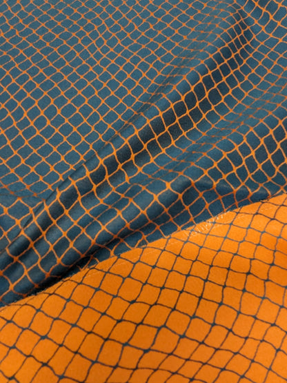 2 EV34 Special Square Jean Paul Gaultier Cabaret Piment Reversible Small Jacquard Diamond Orange Blue Cotton MSRP USD300+/y