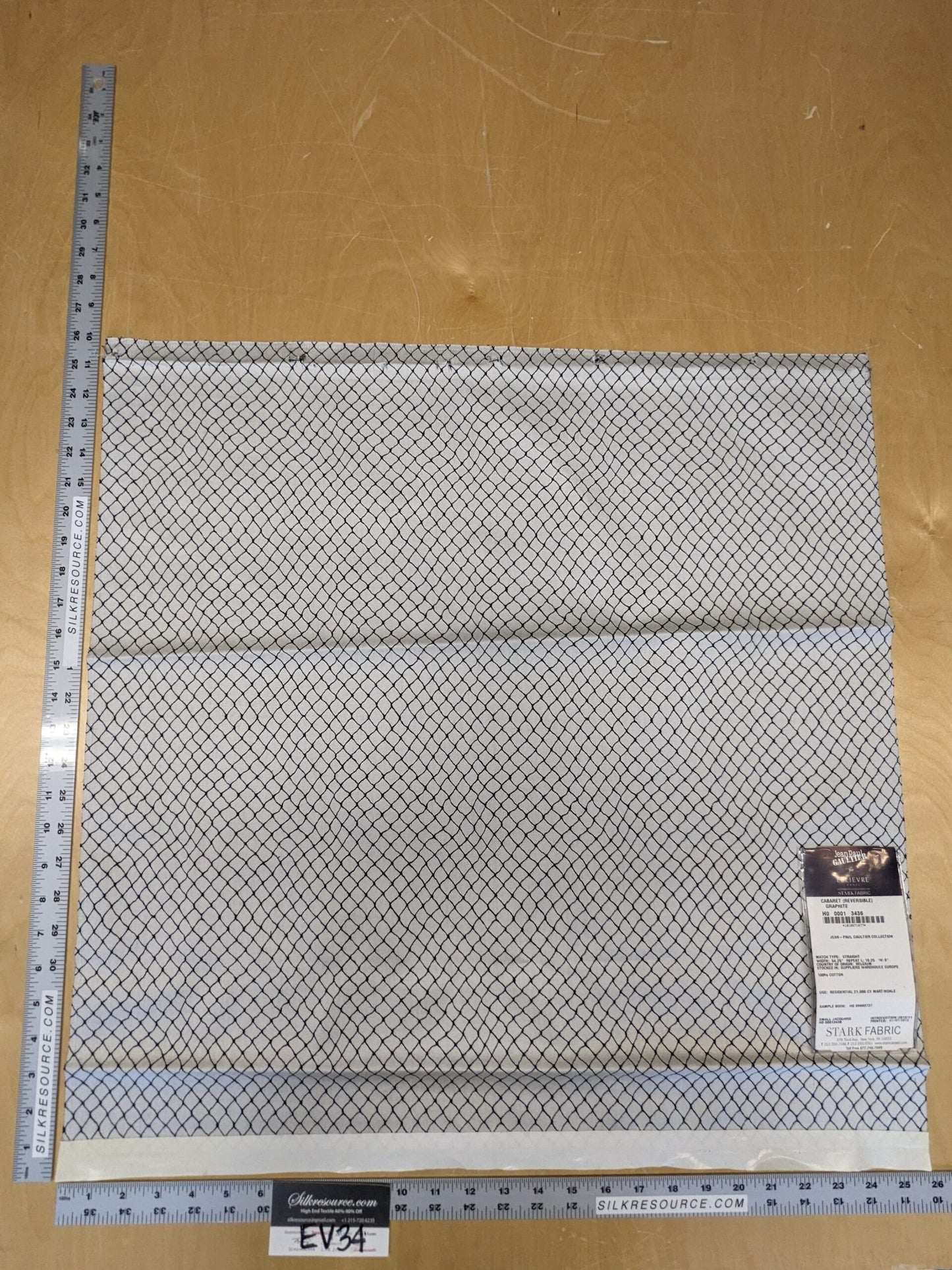 4 EV34 Special Square Jean Paul Gaultier Cabaret Graphite Reversible Small Jacquard Diamond Black White Cotton MSRP USD300+/y