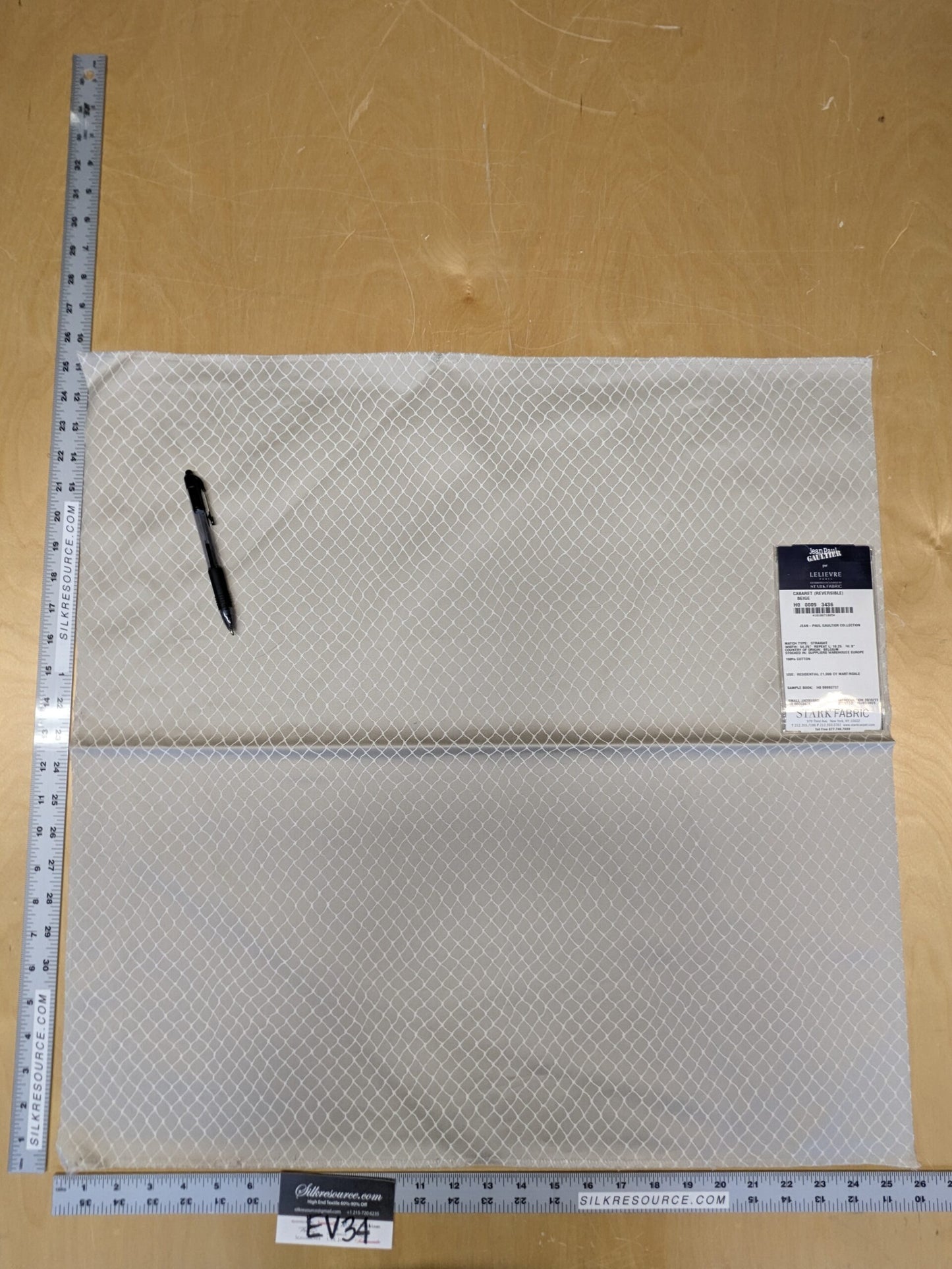 5 EV34 Special Square Jean Paul Gaultier Cabaret Beige Reversible Small Jacquard Diamond Beige White Cotton MSRP USD300+/y