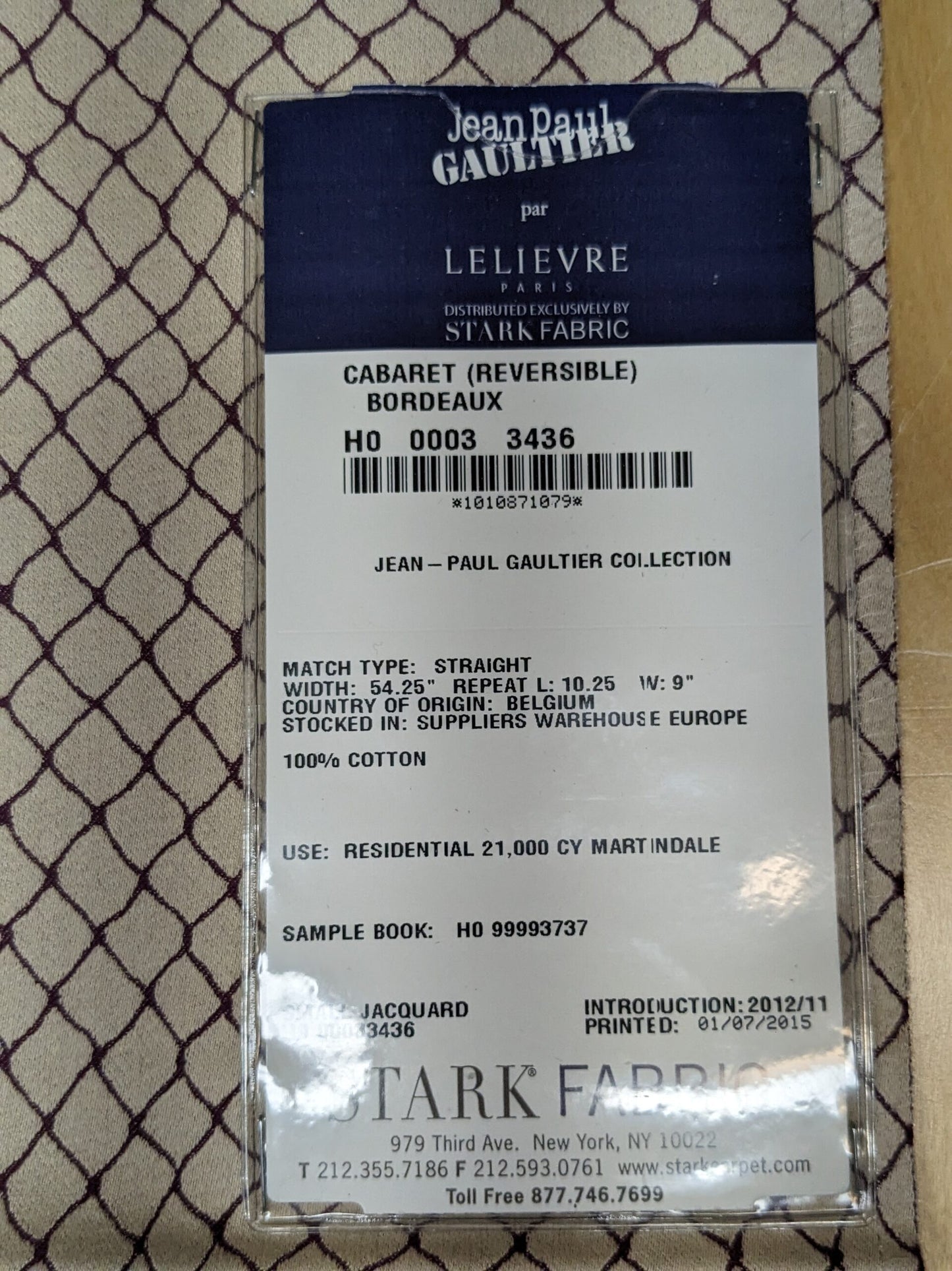 6 EV34 Special Square Jean Paul Gaultier Cabaret Bordeaux Reversible Small Jacquard Diamond Deep Red White Cream Cotton MSRP USD300+/y
