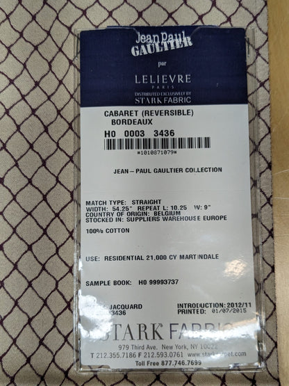 6 EV34 Special Square Jean Paul Gaultier Cabaret Bordeaux Reversible Small Jacquard Diamond Deep Red White Cream Cotton MSRP USD300+/y