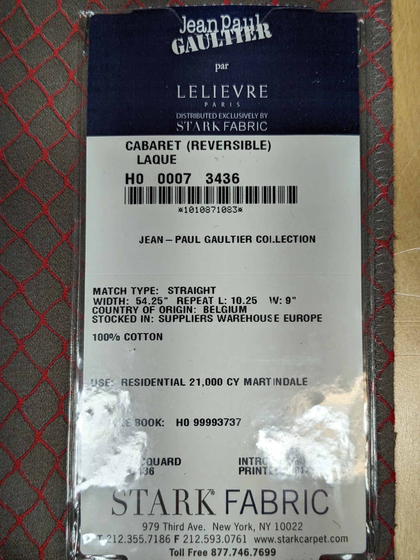7 EV34 Special Square Jean Paul Gaultier Cabaret Laque Reversible Small Jacquard Diamond Red Orange Gray Cotton MSRP USD300+/y