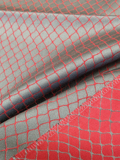 7 EV34 Special Square Jean Paul Gaultier Cabaret Laque Reversible Small Jacquard Diamond Red Orange Gray Cotton MSRP USD300+/y