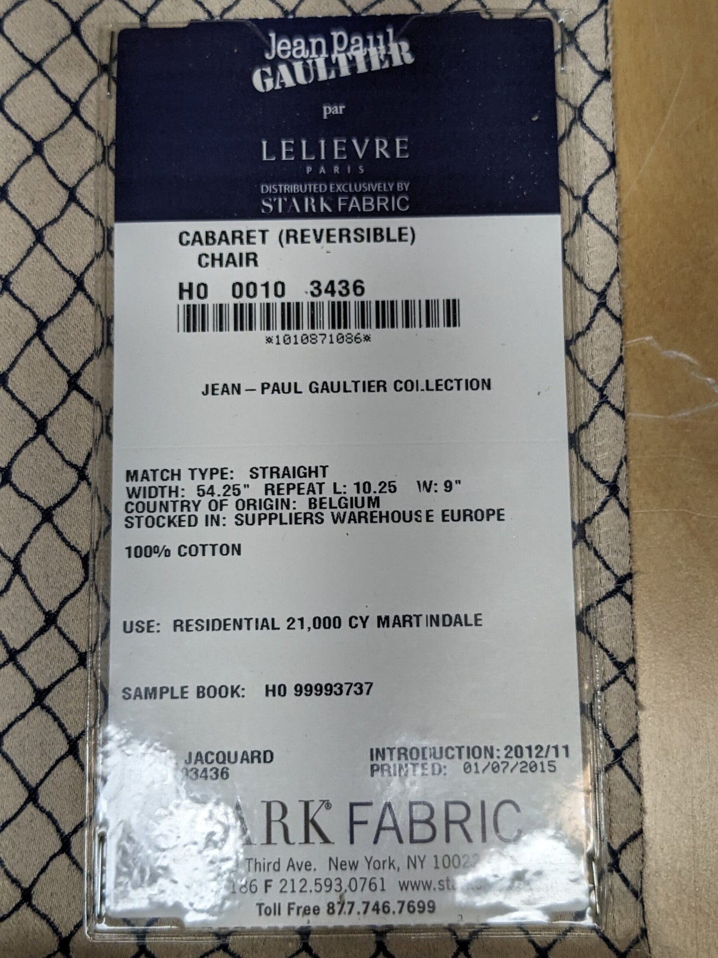 8 EV34 Special Square Jean Paul Gaultier Cabaret Chair Reversible Small Jacquard Diamond Navy Blue Beige Cotton MSRP USD300+/y