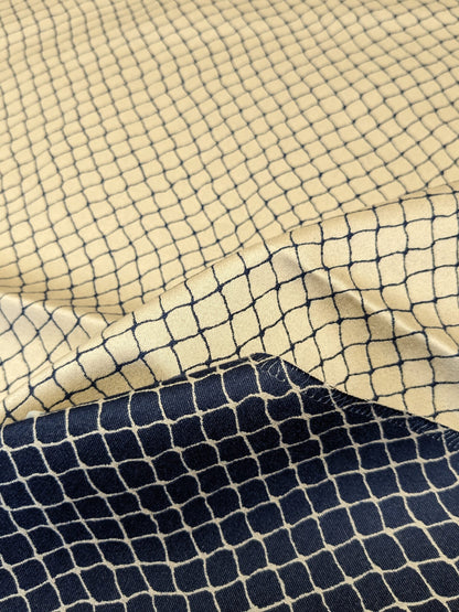 8 EV34 Special Square Jean Paul Gaultier Cabaret Chair Reversible Small Jacquard Diamond Navy Blue Beige Cotton MSRP USD300+/y