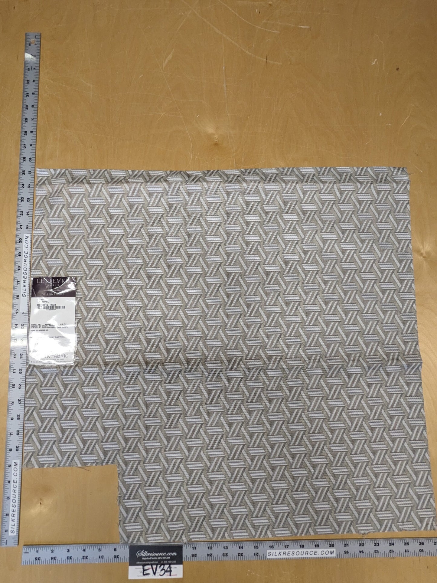 9 EV34 Special Square Jacquard by Lelievre Paris TRIBU Naturel Large Jacquard White Beige Polyester Geometric Graphic MSRP USD576/y