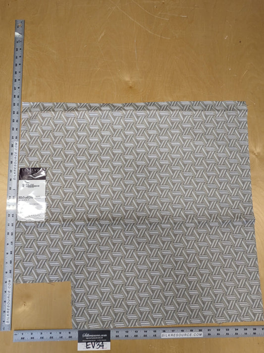 9 EV34 Special Square Jacquard by Lelievre Paris TRIBU Naturel Large Jacquard White Beige Polyester Geometric Graphic MSRP USD576/y