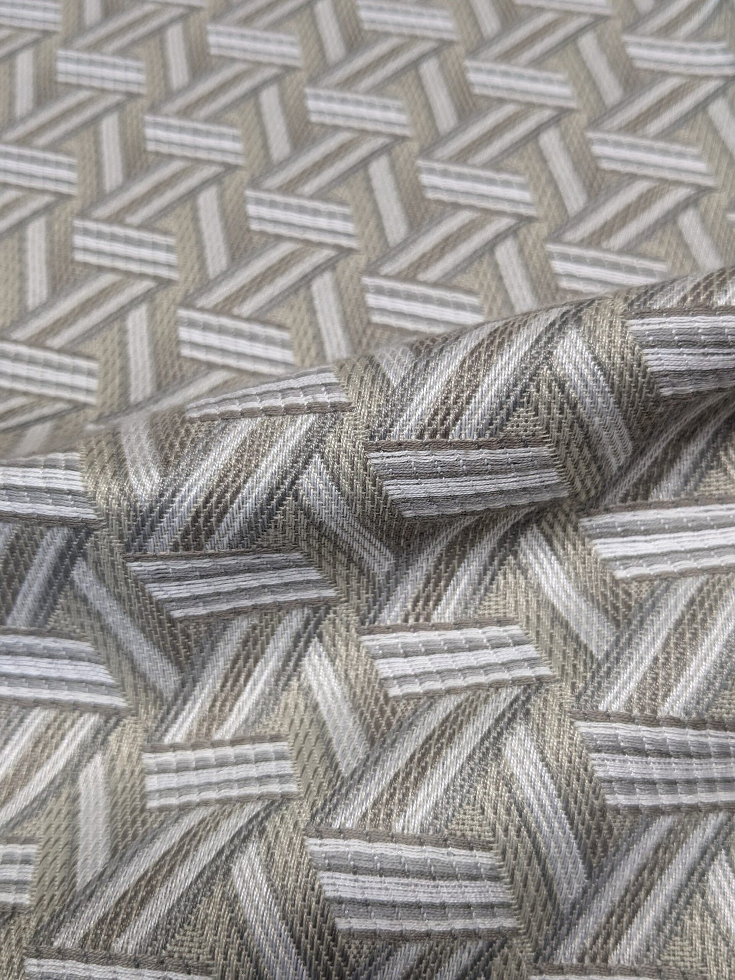 9 EV34 Special Square Jacquard by Lelievre Paris TRIBU Naturel Large Jacquard White Beige Polyester Geometric Graphic MSRP USD576/y