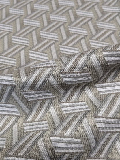 9 EV34 Special Square Jacquard by Lelievre Paris TRIBU Naturel Large Jacquard White Beige Polyester Geometric Graphic MSRP USD576/y