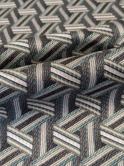 10 EV34 Special Square Jacquard by Lelievre Paris TRIBU Lichen Large Jacquard Black Gray Polyester Geometric Graphic MSRP USD576/y