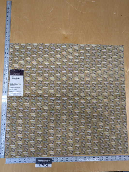 11 EV34 Special Square Jacquard by Lelievre Paris Tribu Paille Large Jacquard Yellow Gray Polyester Geometric Graphic MSRP USD576/y