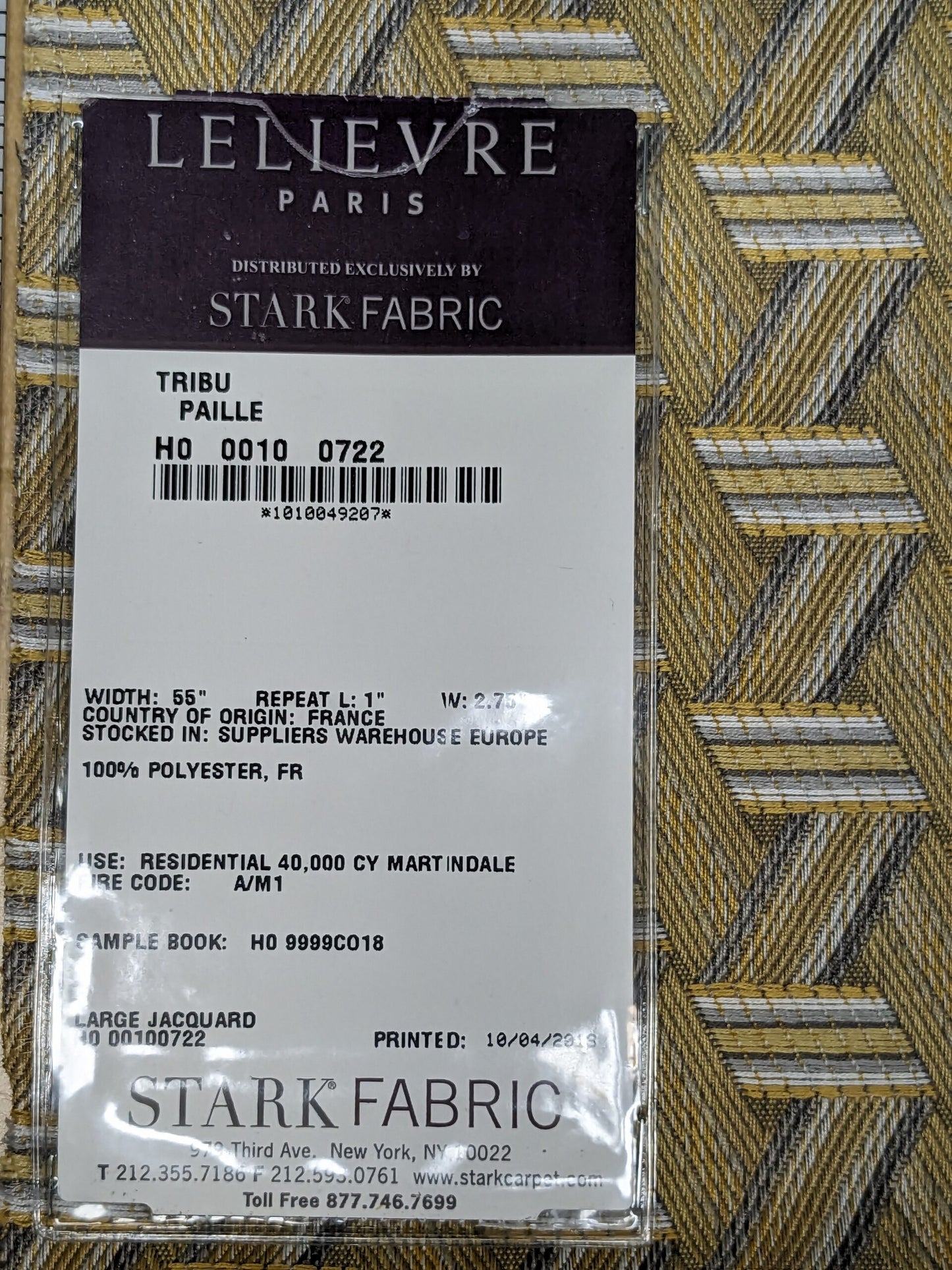 11 EV34 Special Square Jacquard by Lelievre Paris Tribu Paille Large Jacquard Yellow Gray Polyester Geometric Graphic MSRP USD576/y