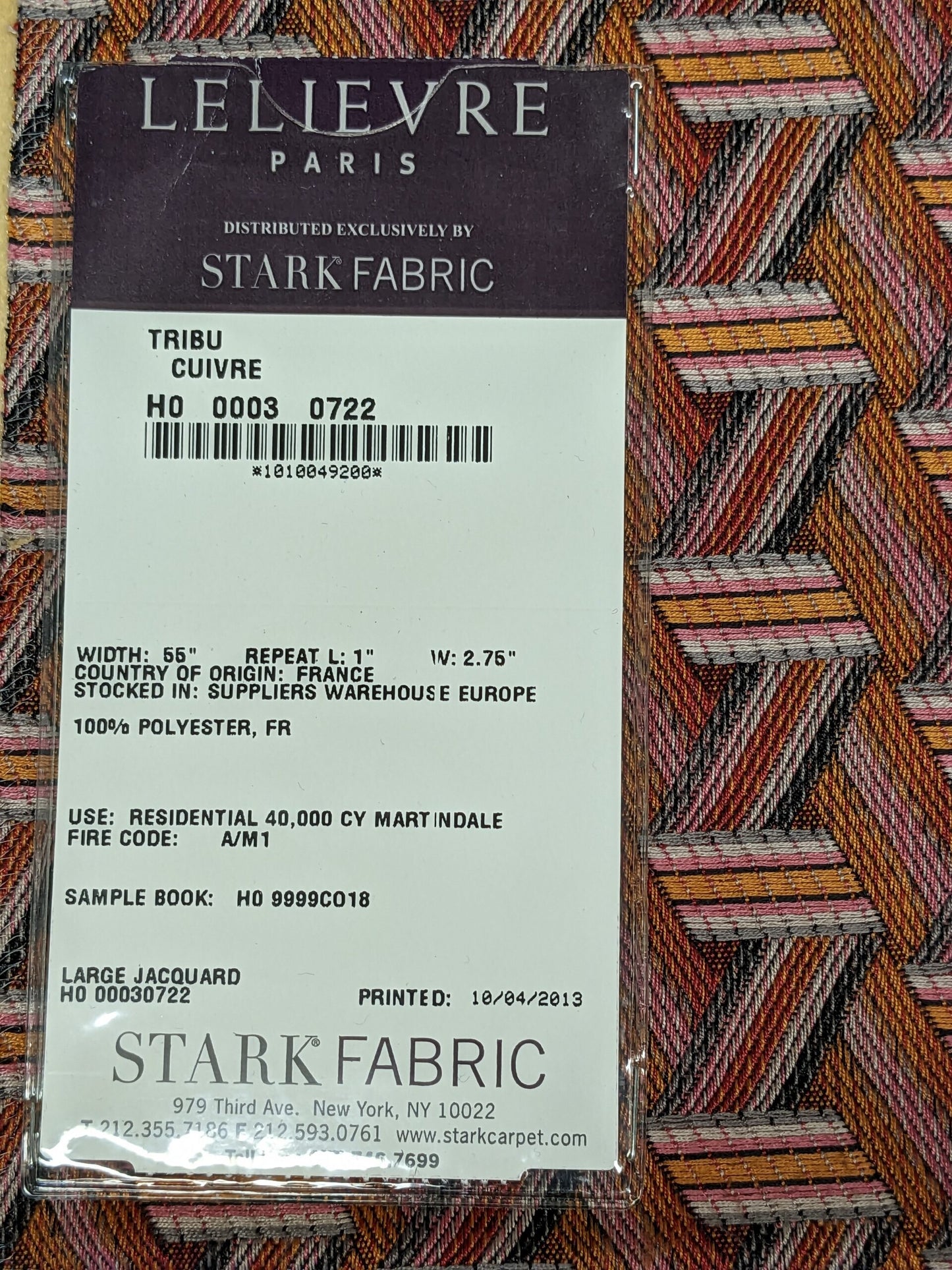 12 EV34 Special Square Jacquard by Lelievre Paris Tribu Cuivre Large Jacquard Orange Polyester Geometric Graphic MSRP USD576/y