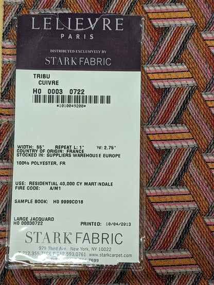 12 EV34 Special Square Jacquard by Lelievre Paris Tribu Cuivre Large Jacquard Orange Polyester Geometric Graphic MSRP USD576/y