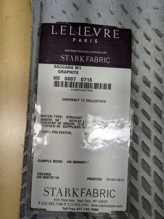18 EV34 Special Square Jacquard by Lelievre Paris Baccara M1 Graphite Gray Small Scale Texture Diamond Polyester MSRP USD300+/y
