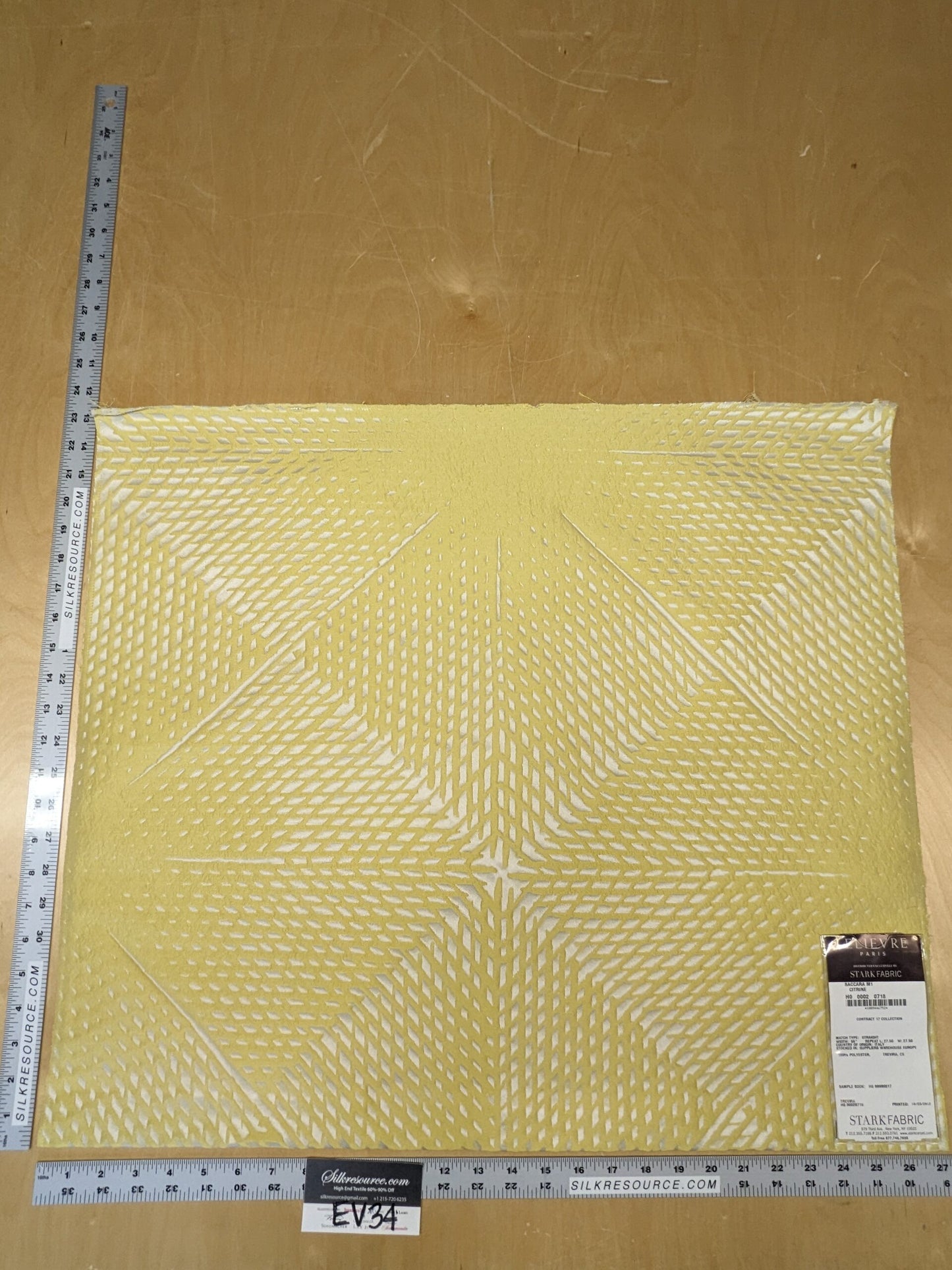 19 EV34 Special Square Jacquard by Lelievre Paris Baccara M1 Citrine Yellow White Small Scale Texture Diamond Polyester MSRP USD300+/y