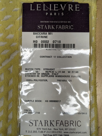 19 EV34 Special Square Jacquard by Lelievre Paris Baccara M1 Citrine Yellow White Small Scale Texture Diamond Polyester MSRP USD300+/y