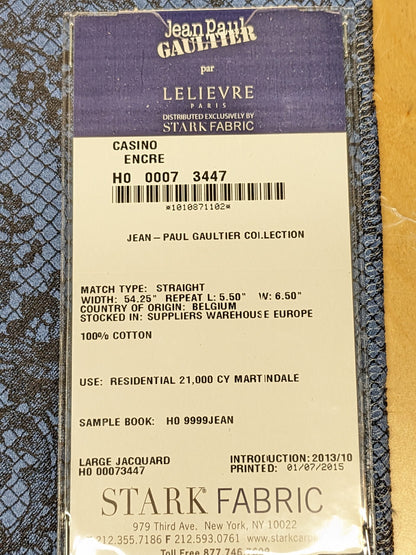 21 EV34 Special Square Jacquard by Lelievre Paris Casino Encre Cotton Navy Blue Black Botanical Floral MSRP USD300+/y