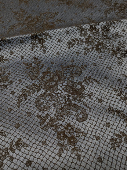 21 EV34 Special Square Jacquard by Lelievre Paris Casino Encre Cotton Navy Blue Black Botanical Floral MSRP USD300+/y