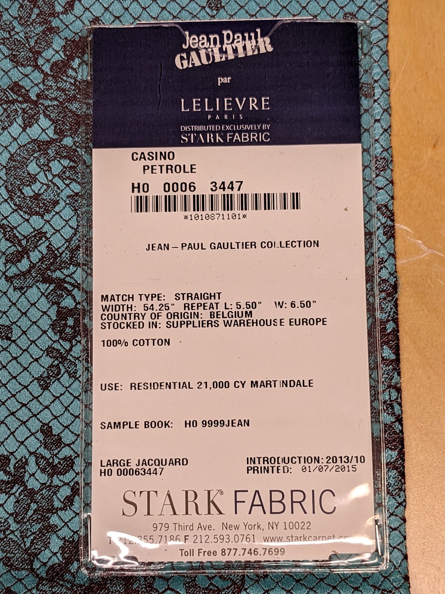 22 EV34 Special Square Jacquard by Lelievre Paris Casino Petrole Cotton Light Blue Black Large Jacquard Botanical Floral MSRP USD300+/y