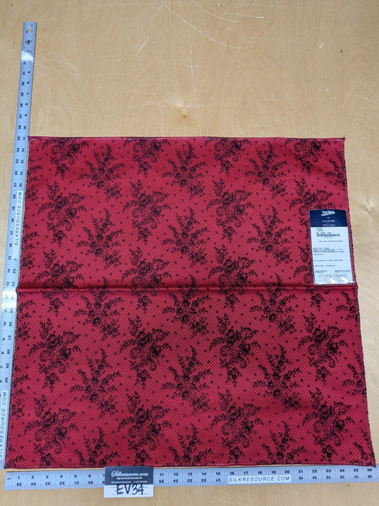23 EV34 Special Square Jacquard by Lelievre Paris Casino Rouge  Cotton Red Black Large Jacquard Botanical Floral MSRP USD300+/y
