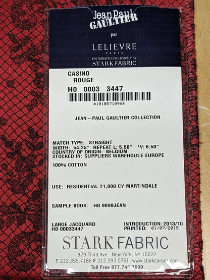 23 EV34 Special Square Jacquard by Lelievre Paris Casino Rouge  Cotton Red Black Large Jacquard Botanical Floral MSRP USD300+/y