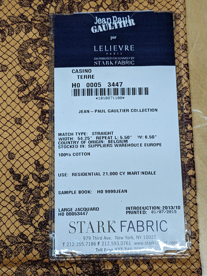 25 EV34 Special Square Jacquard by Lelievre Paris Casino Terre Cotton Brown Black Large Jacquard Botanical Floral MSRP USD300+/y