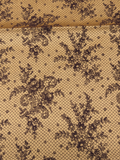 25 EV34 Special Square Jacquard by Lelievre Paris Casino Terre Cotton Brown Black Large Jacquard Botanical Floral MSRP USD300+/y