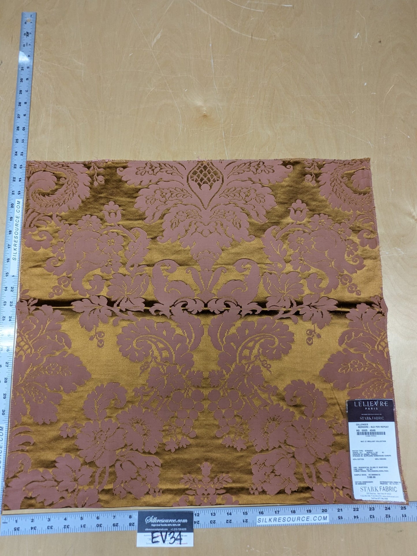 29 EV34 Special Square Jacquard by Lelievre Collonges Mordore Pink Cotton Embroidery Damask MSRP USD300+/y