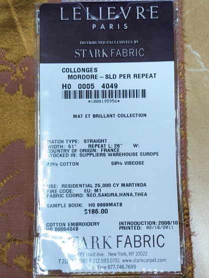 29 EV34 Special Square Jacquard by Lelievre Collonges Mordore Pink Cotton Embroidery Damask MSRP USD300+/y