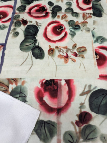 31 EV34 Special Square Printed Fabric by Jean Paul Gaultier Lelievre Babouchka Amande White Floral Abstract MSRP USD300+/y