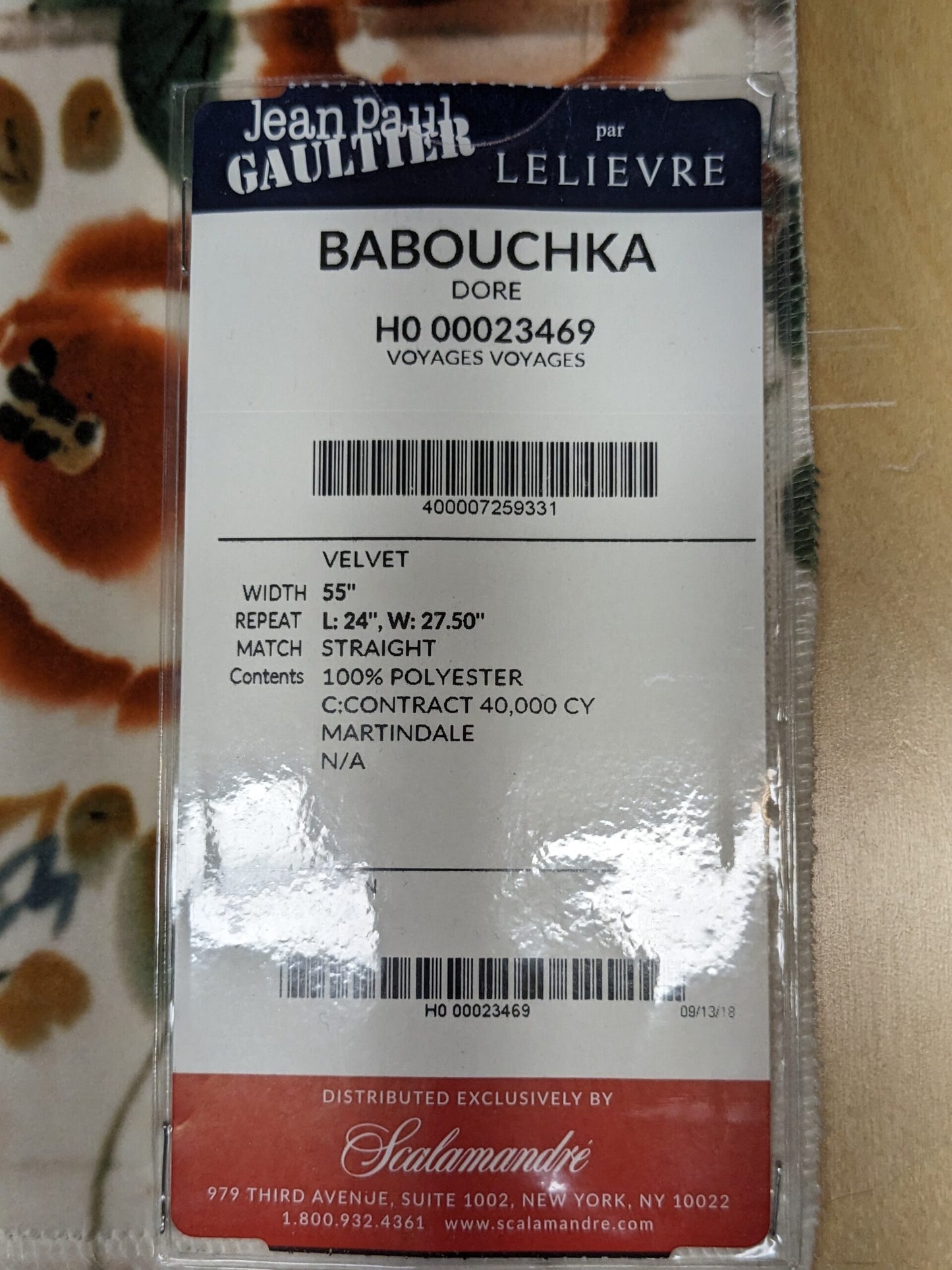 32 EV34 Special Square Printed Fabric by Jean Paul Gaultier Lelievre Babouchka Dore Orange Green White Floral Abstract MSRP USD300+/y