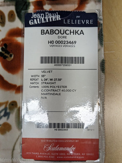 32 EV34 Special Square Printed Fabric by Jean Paul Gaultier Lelievre Babouchka Dore Orange Green White Floral Abstract MSRP USD300+/y