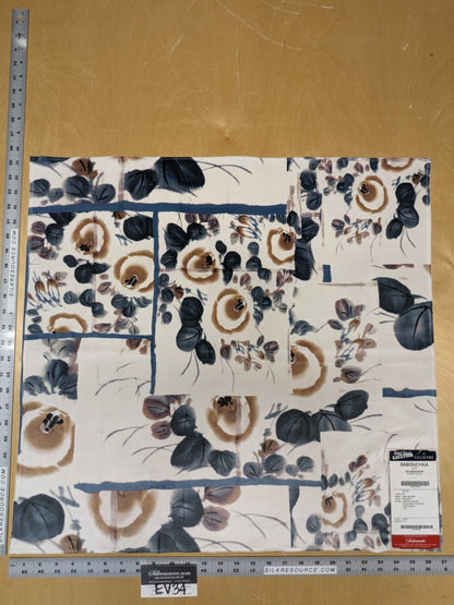 34 EV34 Special Square Printed Fabric by Jean Paul Gaultier Lelievre Babouchka Bleu Blue Green White Floral Abstract MSRP USD300+/y