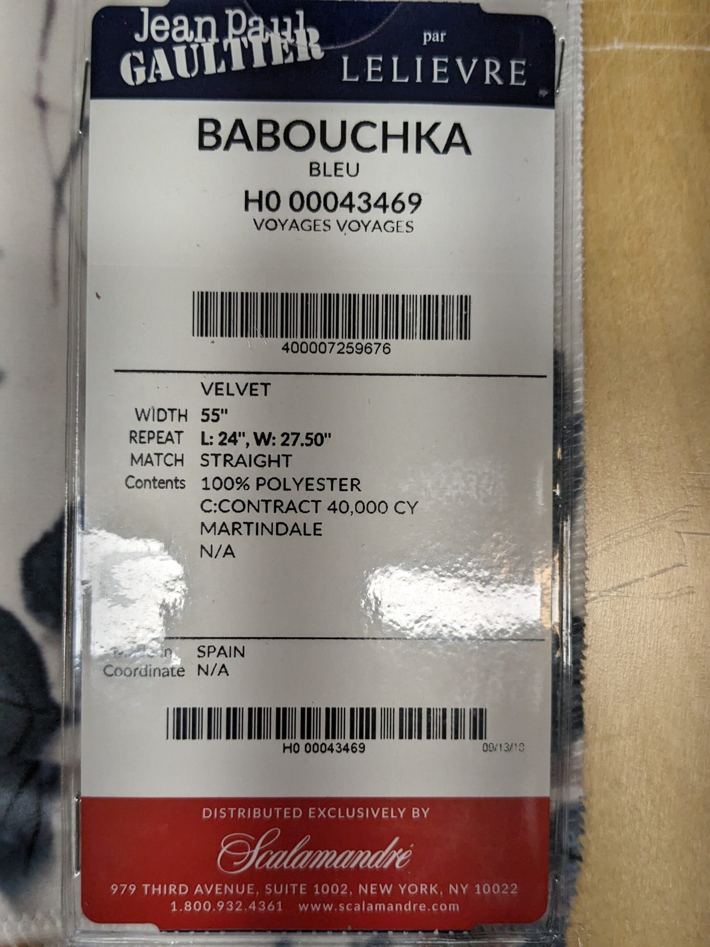 34 EV34 Special Square Printed Fabric by Jean Paul Gaultier Lelievre Babouchka Bleu Blue Green White Floral Abstract MSRP USD300+/y