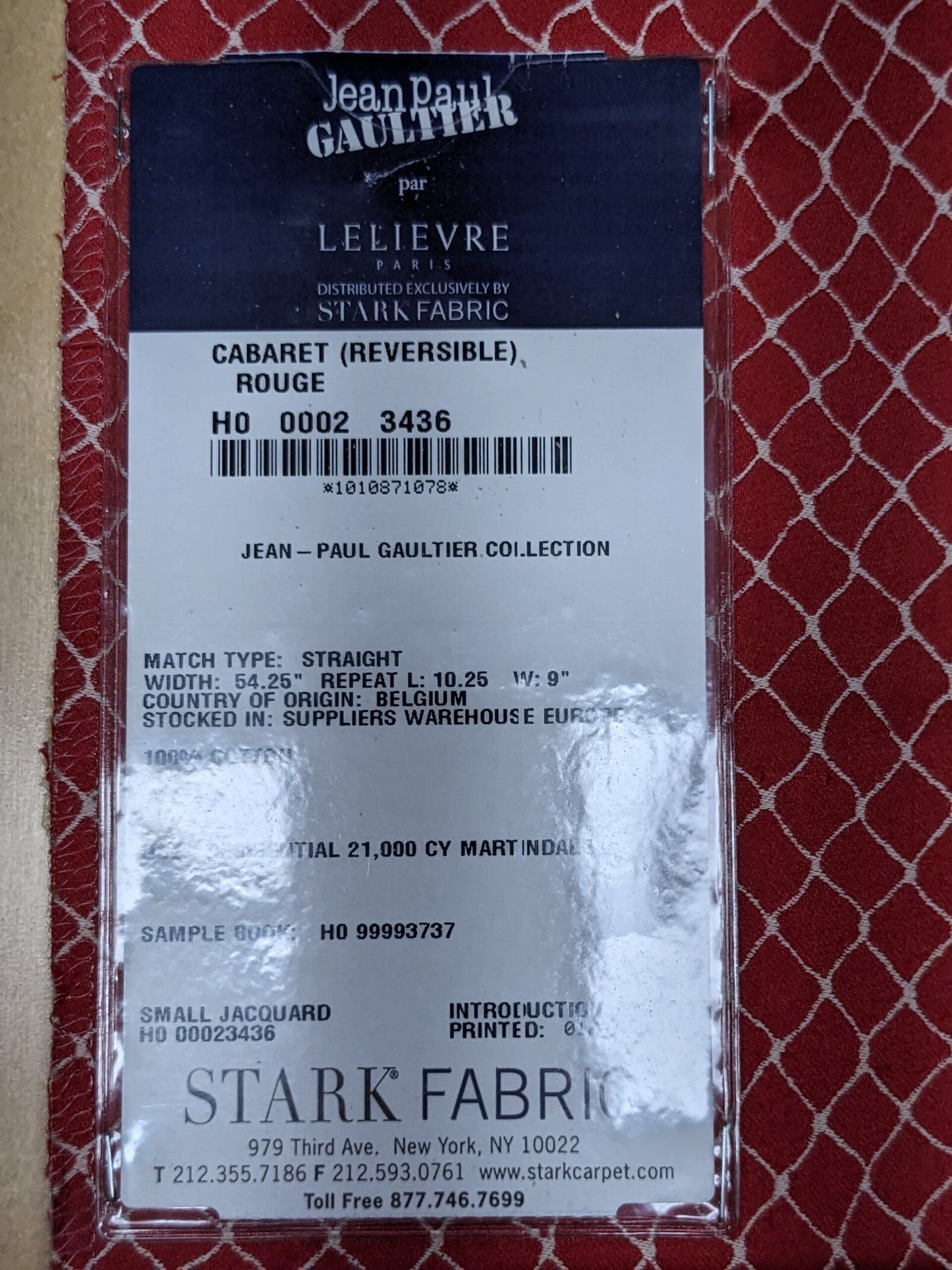 35 EV34 Special Square Jacquard by Jean Paul Gaultier Cabaret Rouge Reversible Small Jacquard Diamond Red White Cotton MSRP USD300+/y