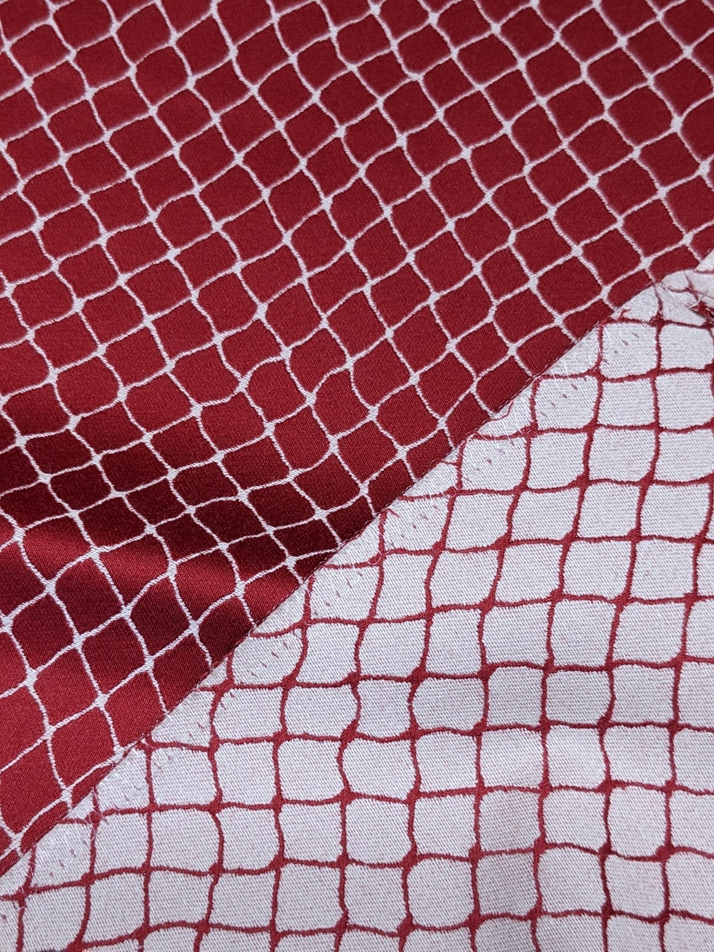 35 EV34 Special Square Jacquard by Jean Paul Gaultier Cabaret Rouge Reversible Small Jacquard Diamond Red White Cotton MSRP USD300+/y