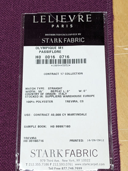 39 EV34 Special Square Plains/Textures by Lelievre Olympique M1 Passiflore Purple Solid MSRP300+/y