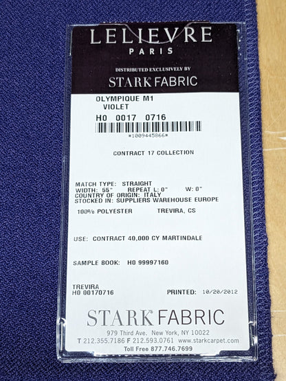 40 EV34 Special Square Plains/Textures by Lelievre Olympique M1 Passiflore Violet Solid MSRP300+/y