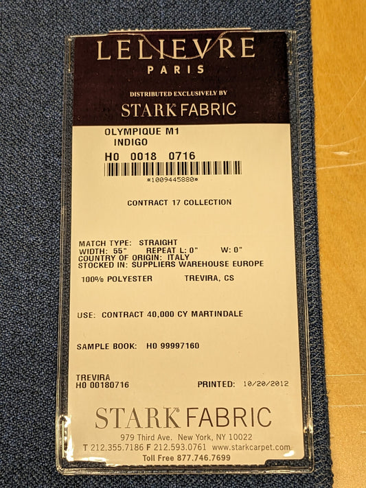 41 EV34 Special Square Plains/Textures by Lelievre Olympique M1 Indigo Navy blue Solid MSRP300+/y