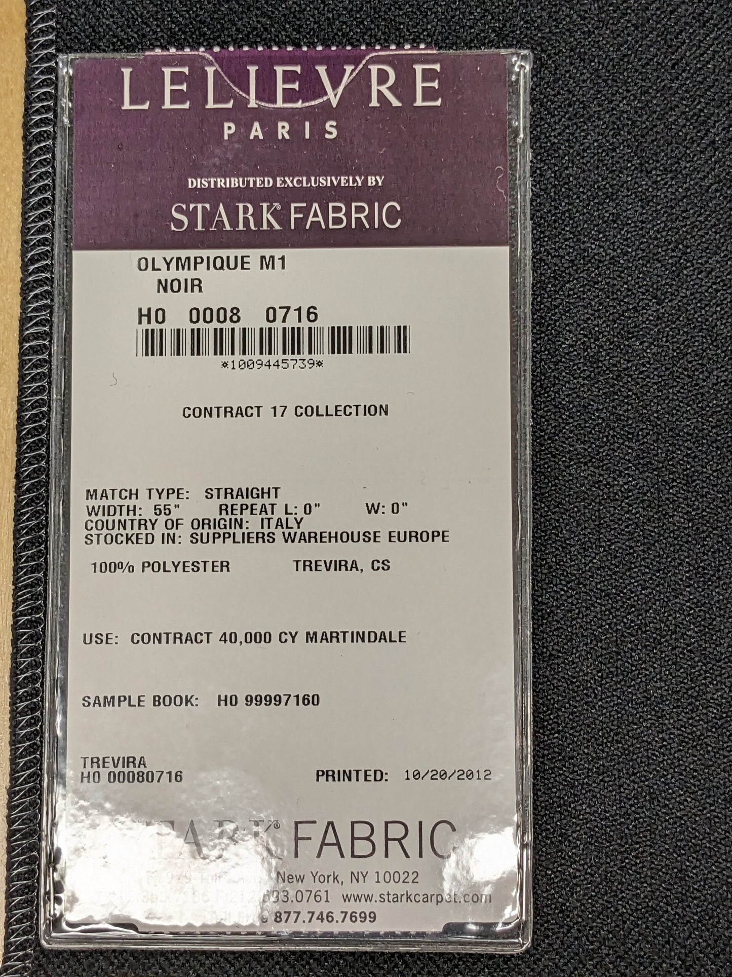 42 EV34 Special Square Plains/Textures by Lelievre Olympique M1 Noir Black Solid MSRP300+/y