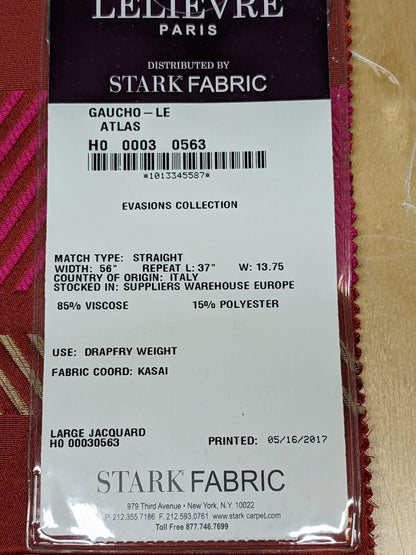 43 EV34 Special Square Jacquard by Lelievre Gaucho Le Atlas Pink Large Jacquard Abstract Geometric MSRP300+/y