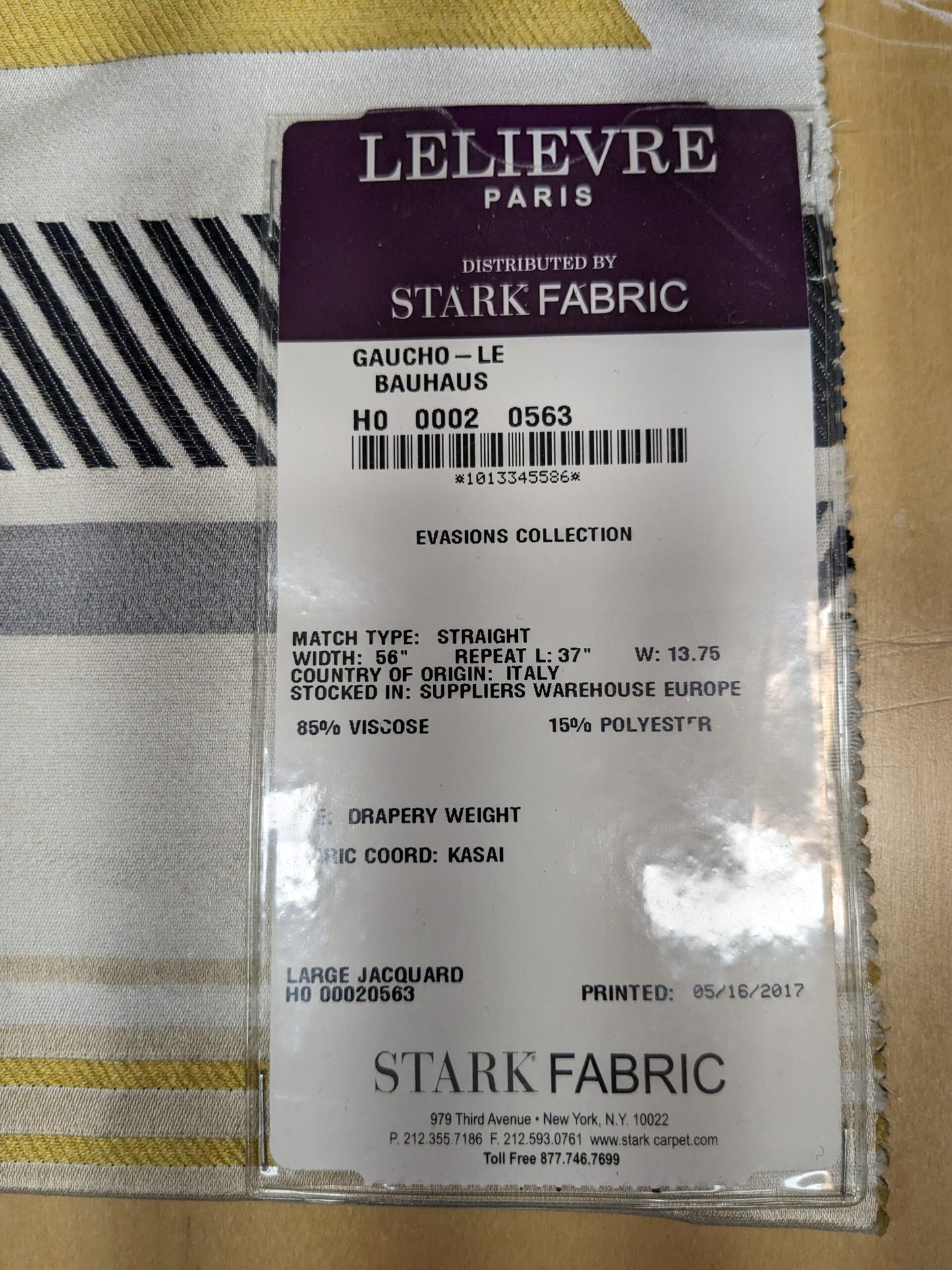 44 EV34 Special Square Jacquard by Lelievre Gaucho Le Bauhaus White Yellow Black Large Jacquard Abstract Geometric MSRP300+/y