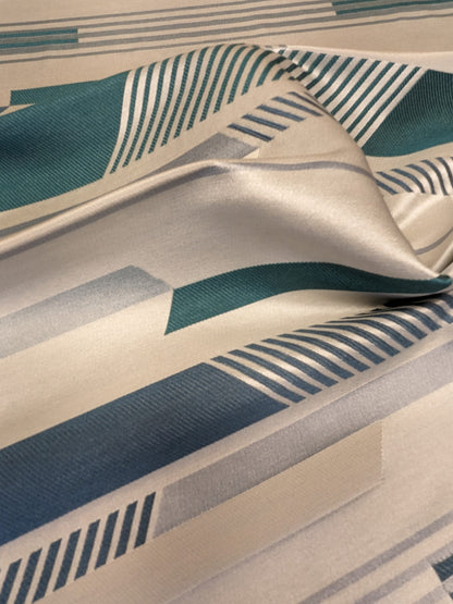 45 EV34 Special Square Jacquard by Lelievre Gaucho Le Baltique White Green Large Jacquard Abstract Geometric MSRP300+/y