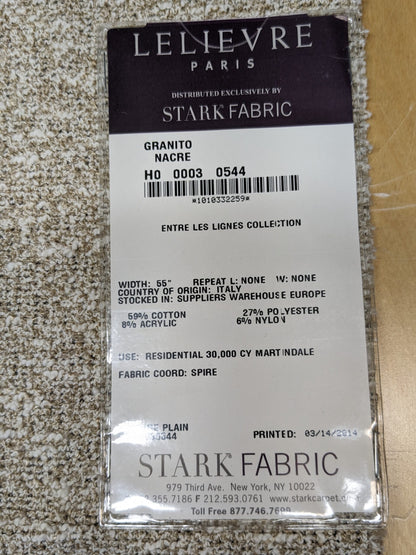 46 EV34 Special Square Texture Plain by Lelievre Granito Nacre White Cream Solid MSRP USD 300+/y