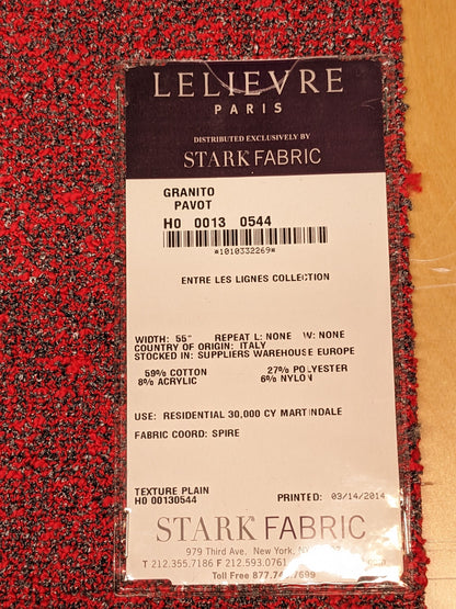 49 EV34 Special Square Texture Plain by Lelievre Granito Pavot Red Solid MSRP USD 300+/y